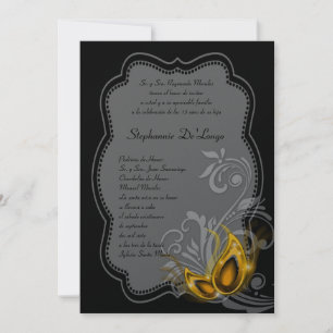 5x7 Masquerade Quinceanera Birthday Invitation