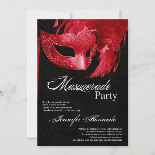 5x7 Masquerade Quinceanera Birthday Invitation