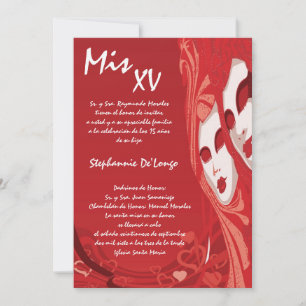 5x7 Masquerade Quinceanera Birthday Invitation