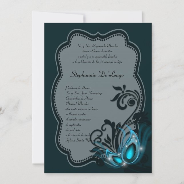 5x7 Masquerade Quinceanera Birthday Invitation (Front)