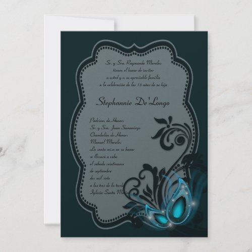 5x7 Masquerade Quinceanera Birthday Invitation