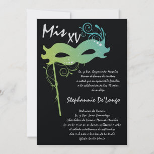 5x7 Masquerade Quinceanera Birthday Invitation