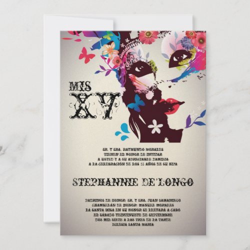 5x7 Masquerade Quinceanera Birthday Invitation