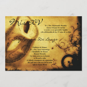 5x7 Masquerade Quinceanera Birthday Invitation