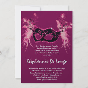 5x7 Masquerade Quinceanera Birthday Invitation