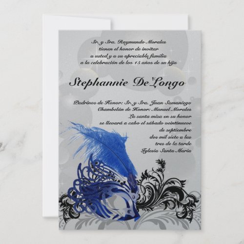 5x7 Masquerade Quinceanera Birthday Invitation