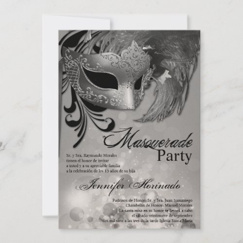 5x7 Masquerade Quinceanera Birthday Invitation