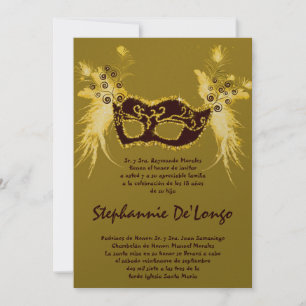 5x7 Masquerade Quinceanera Birthday Invitation