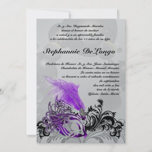 5x7 Masquerade Quinceanera Birthday Invitation