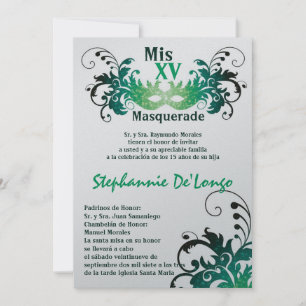 5x7 Masquerade Quinceanera Birthday Invitation
