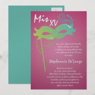 5x7 Masquerade Quinceanera Birthday Invitation