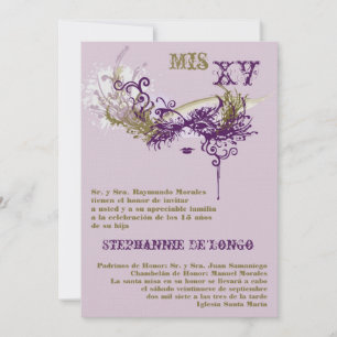 5x7 Masquerade Quinceanera Birthday Invitation