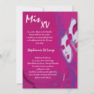 5x7 Masquerade Quinceanera Birthday Invitation