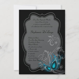 5x7 Masquerade Quinceanera Birthday Invitation