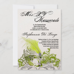 5x7 Masquerade Quinceanera Birthday Invitation