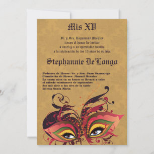 5x7 Masquerade Quinceanera Birthday Invitation