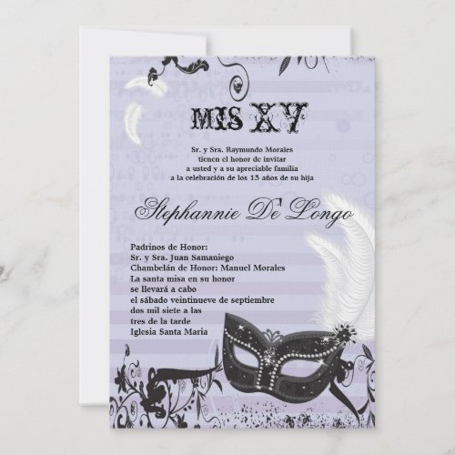 5x7 Masquerade Quinceanera Birthday Invitation