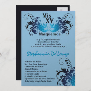 5x7 Masquerade Quinceanera Birthday Invitation