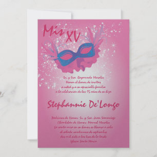 5x7 Masquerade Quinceanera Birthday Invitation