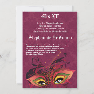 5x7 Masquerade Quinceanera Birthday Invitation
