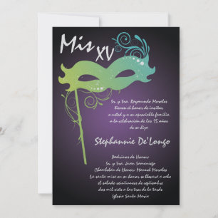 5x7 Masquerade Quinceanera Birthday Invitation