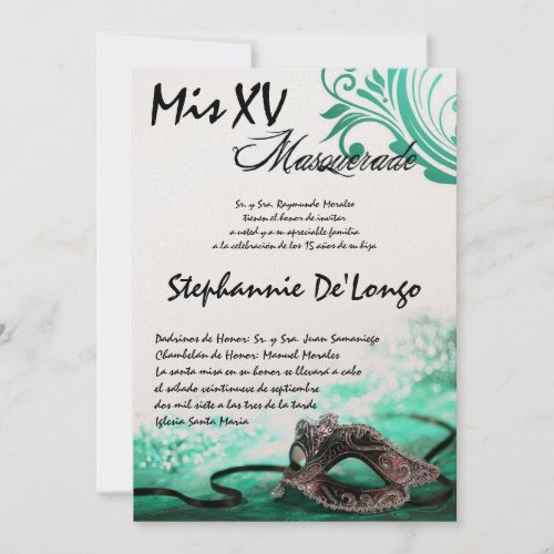 5x7 Masquerade Quinceanera Birthday Invitation