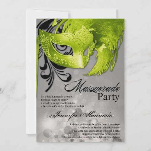 5x7 Masquerade Quinceanera Birthday Invitation