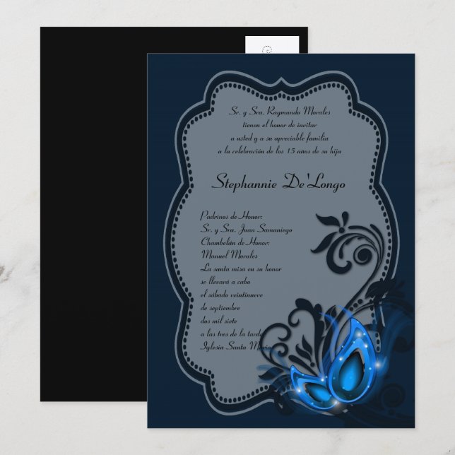 5x7 Masquerade Quinceanera Birthday Invitation (Front/Back)