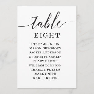 5x7 Minimal Elegance Table Numbers Seating Chart