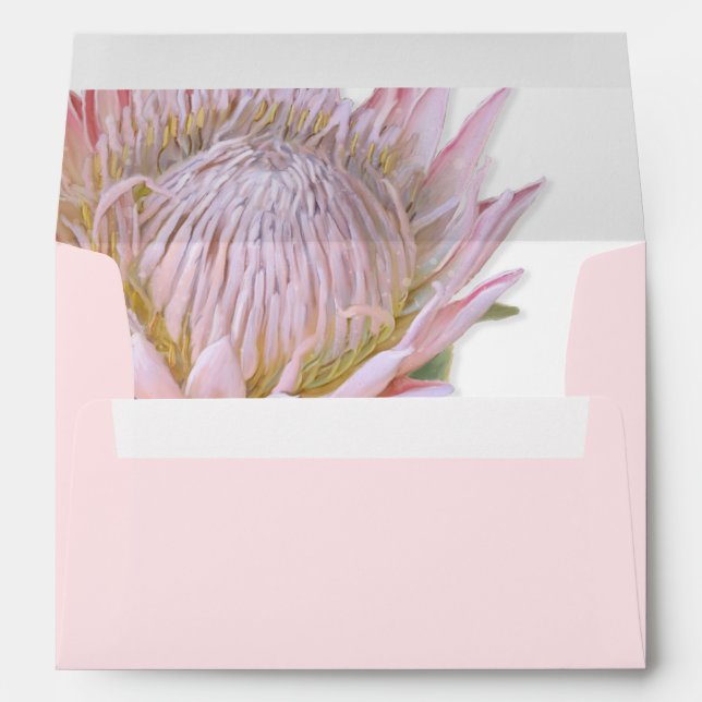 5x7 Modern Floral Pink Protea Flower Art Address Envelope (Back (Bottom))