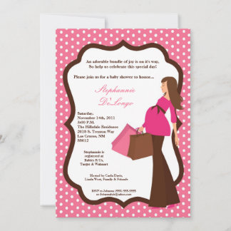 5x7 Modern Mod Mom Shopping Baby Shower Invitation