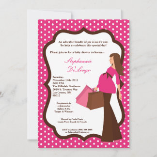 5x7 Modern Mod Mom Shopping Baby Shower Invitation