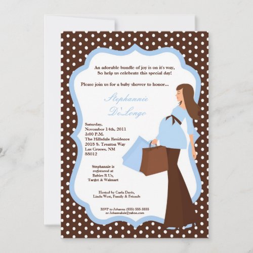 5x7 Modern Mod Mom Shopping Baby Shower Invitation