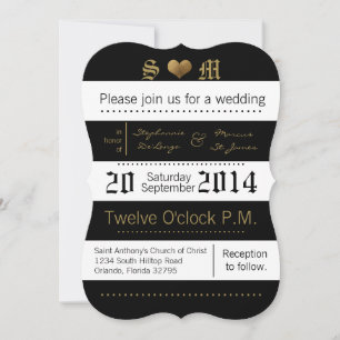 5x7 Modern Stripe Black White Wedding Invitation