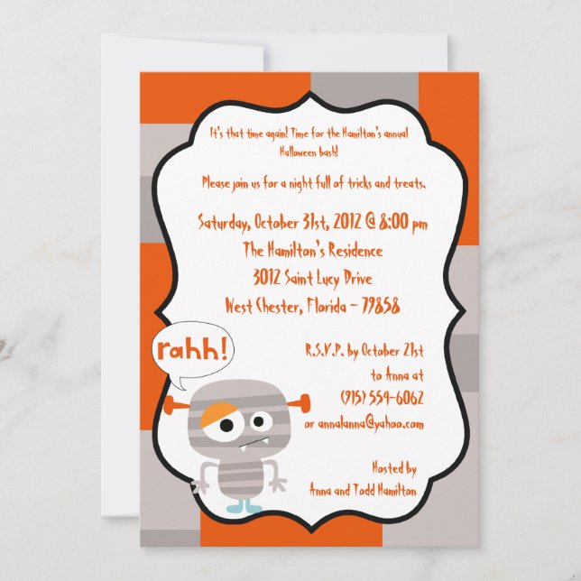 5x7 Monster Bash Halloween Party Invitation (Front)