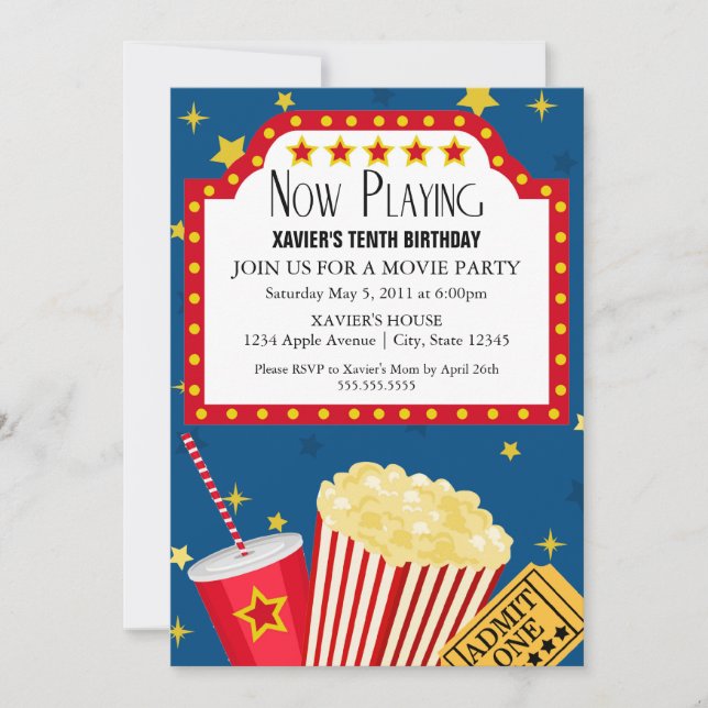 5x7 Movie Party Invite (Front)