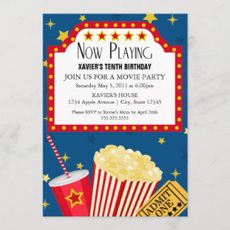 5x7 Movie Party Invite