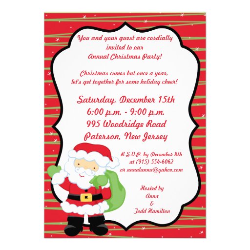 5x7 Mr. & Mrs. Claus Christmas Party Invitation 5