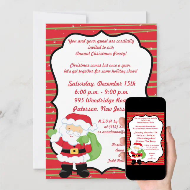 5x7 Mr. & Mrs. Claus Christmas Party Invitation | Zazzle