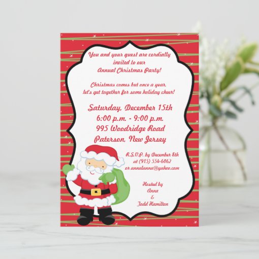 5x7 Mr. & Mrs. Claus Christmas Party Invitation | Zazzle