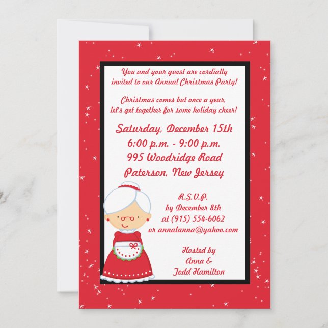 5x7 Mr. & Mrs. Claus Christmas Party Invitation (Front)