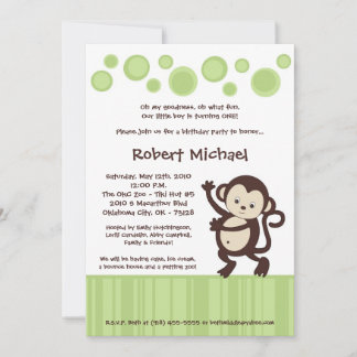 5x7 Neutra Pop Monkey Dance Birthday Invitation