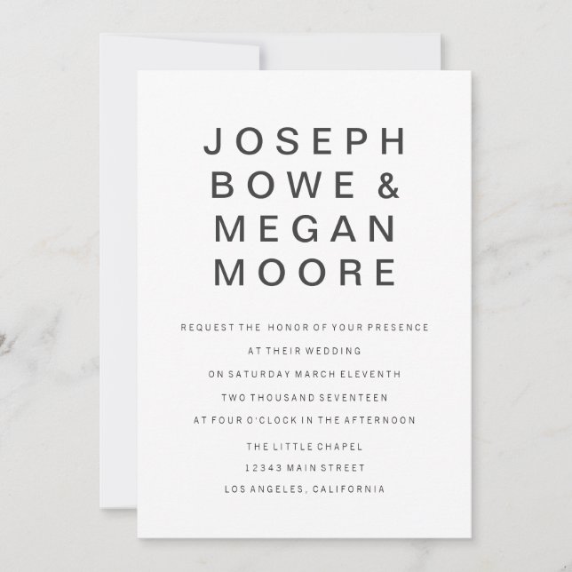 5x7 New Goth Minimalist Wedding Invitation (Front)