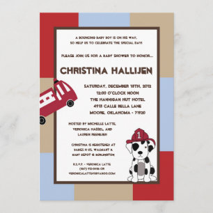 5x7 Nojo Fire Engine Baby Shower Invitation