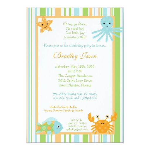 Sea Life Birthday Party Invitations 6