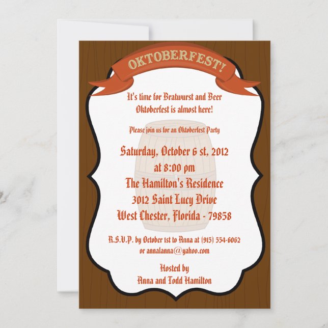 5x7 Oktoberfest Invitation (Front)