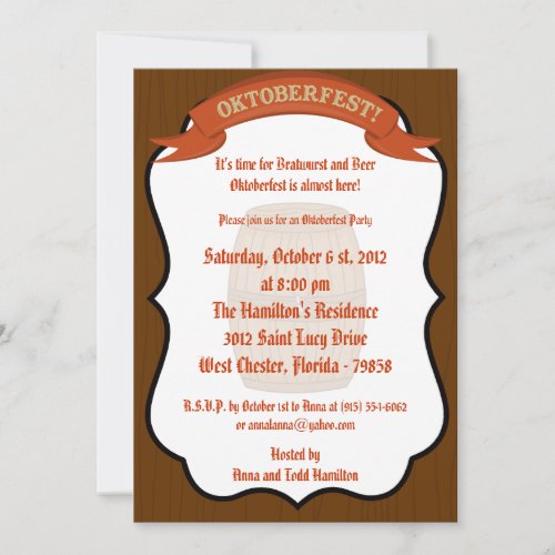 5x7 Oktoberfest Invitation