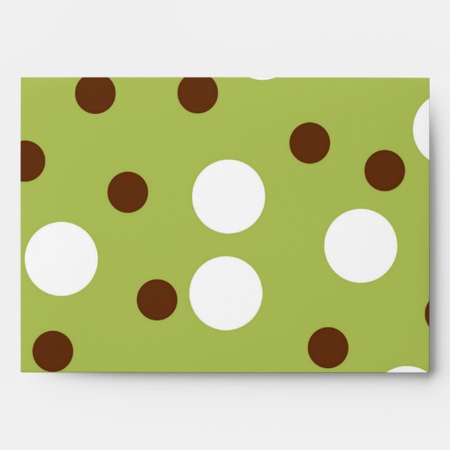 5x7 Olive Polka Dot Outside Brown Inside Envelope (Front)