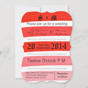 5x7 Ombre Stripe Red Line Fade Wedding Invitation