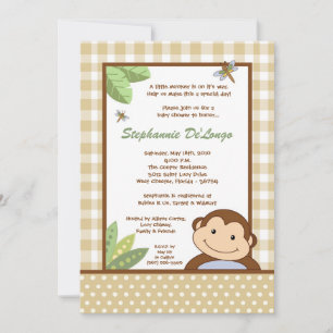 5x7 Papagayo Monkey Safari Baby Shower Invitation